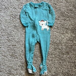 Carter's Teal Striped Footie with Dog Design